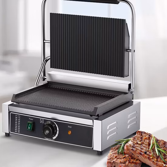 Factory Direct Electric Dismountable Poil Collector Double Plate Panini Grill